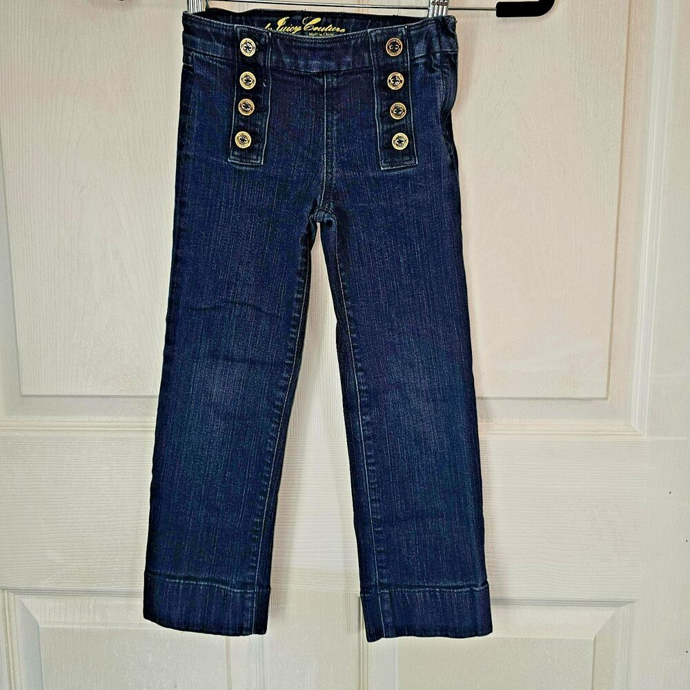 Girls Juicy Couture Button Adjustable Dark Wash Denim Jeans Size 4